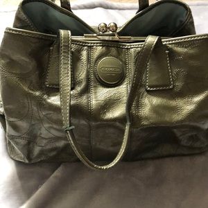 Coach pleather type material monogram shoulder bag